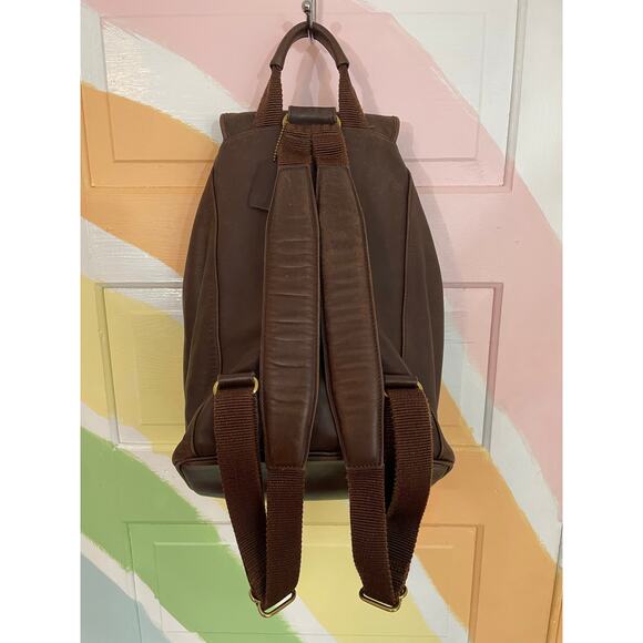 Vintage Coach Brown Leather Drawstring Backpack Brass Hardware main image 7